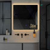 Specchio LED Quadrato | Pulsante touch | Luce bianca calda - Reyze Serie Motivated Modello 3
